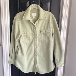 Joie Sherpa Jacket Size M Light Green Long Sleeve Shacket W/Pockets